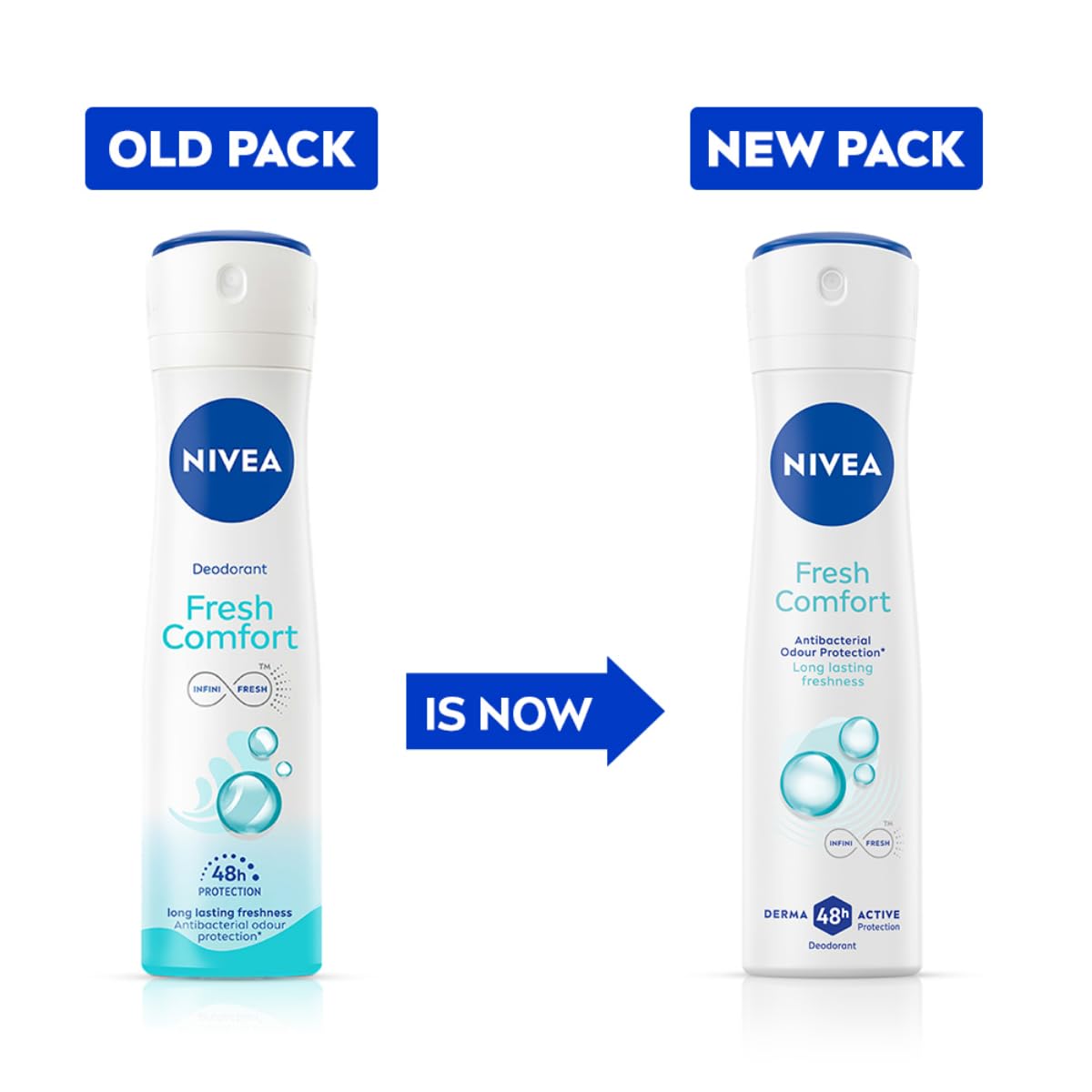 NIVEA Fresh Comfort Deodorant, 150ml | 48 H Smooth & Beautiful Underarms| 0% Alcohol | For Women
