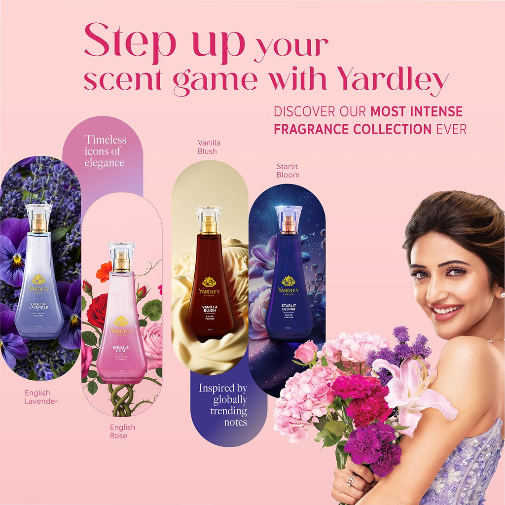 Yardley London English Rose Perfume for Women, 100ml – 90% Naturally Derived, Floral Daily Wear Spray | Rose & Musk Fragrance