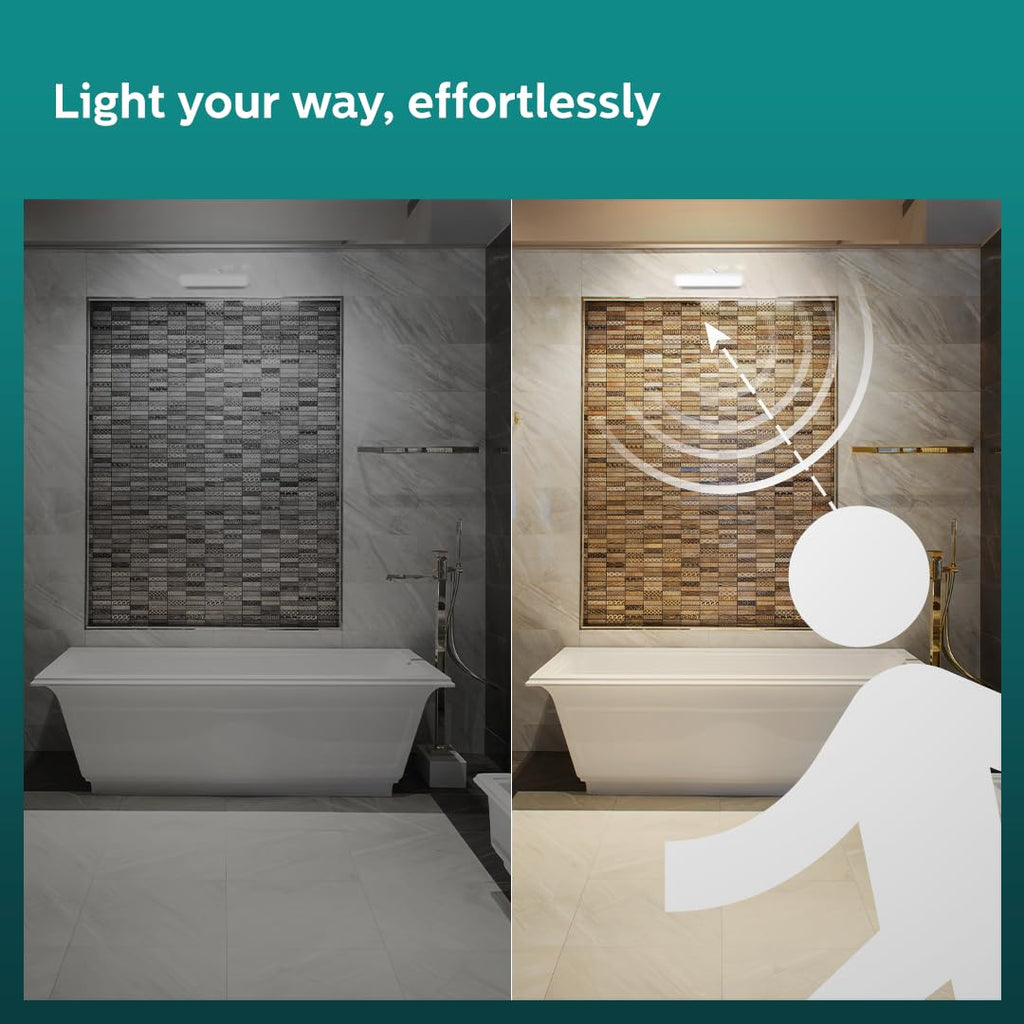 PHILIPS Motion Sensor 12W T-Bulb,Colour: Crystal White,Base:B22(Pack of 4) (929003127813_4)