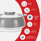 MILTON Venice 1000 Insulated Casserole, 850 ml, Grey | Douuble Walled | Hot & Cold