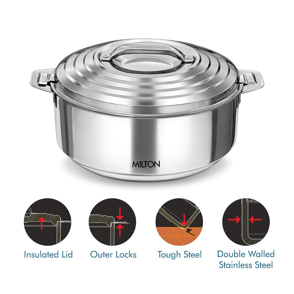 MILTON Galaxia 5000 Insulated Stainless Steel Casserole, 4.56 L