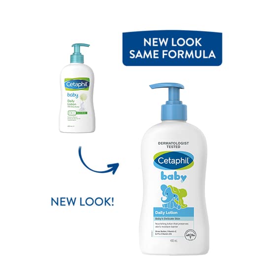 Cetaphil Baby Daily Lotion (400ml pack of 2), Suitable for baby’s delicate skin, Shea Butter and Vit E, Dermatologist Tested and Pediatrician Recommended
