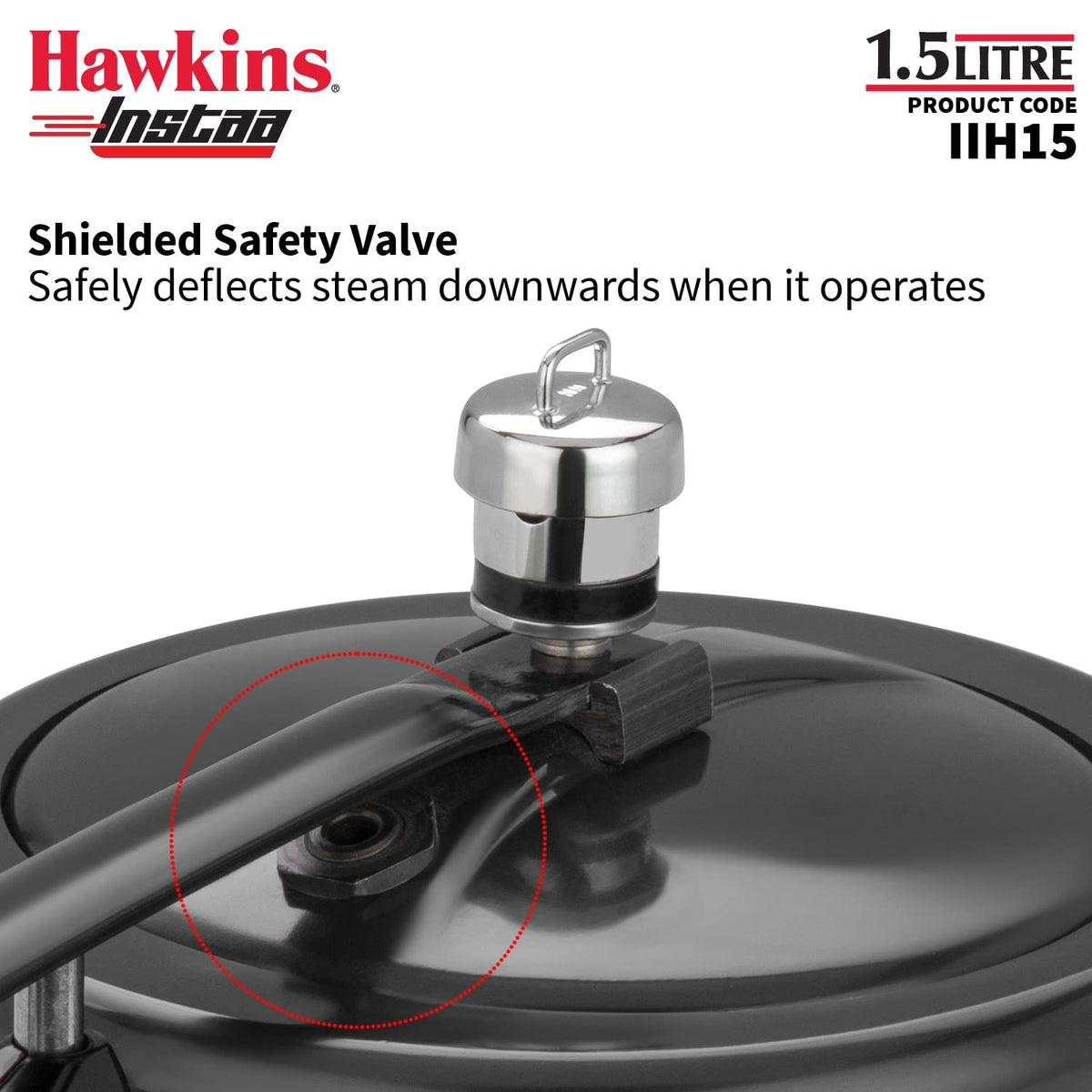 Hawkins 1.5 Litre Instaa Pressure Cooker, Induction Inner Lid Cooker, Tall Body Hard Anodised Baby Cooker, Black (IIH15)