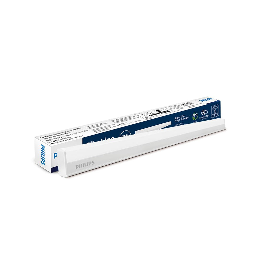 Philips 5-watt LED Batten/Tubelight | Slimline Ultra Compact 1-ft LED Batten for Living Room & Bedroom | Natural White, Pack of 1