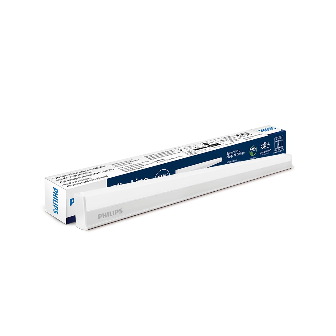Philips 5-watt LED Batten/Tubelight | Slimline Ultra Compact 1-ft LED Batten for Living Room & Bedroom | Natural White, Pack of 1