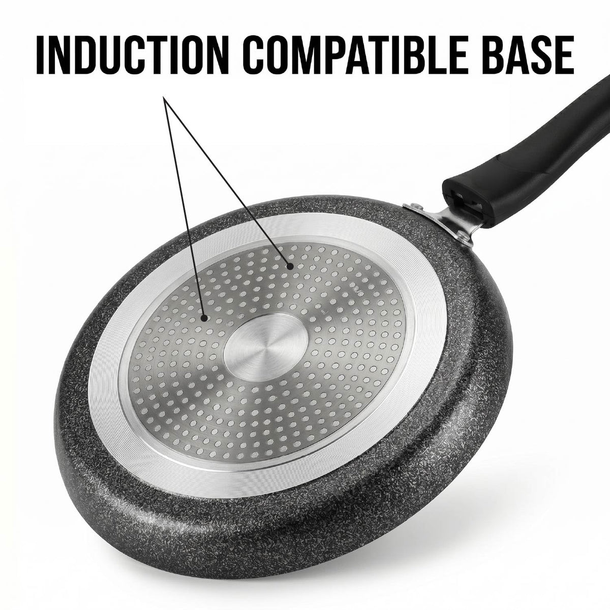 CELLO Aluminium Non-Stick Induction Base Dosa Tawa with Detachable Bakelite Handle 28 CM Black |
