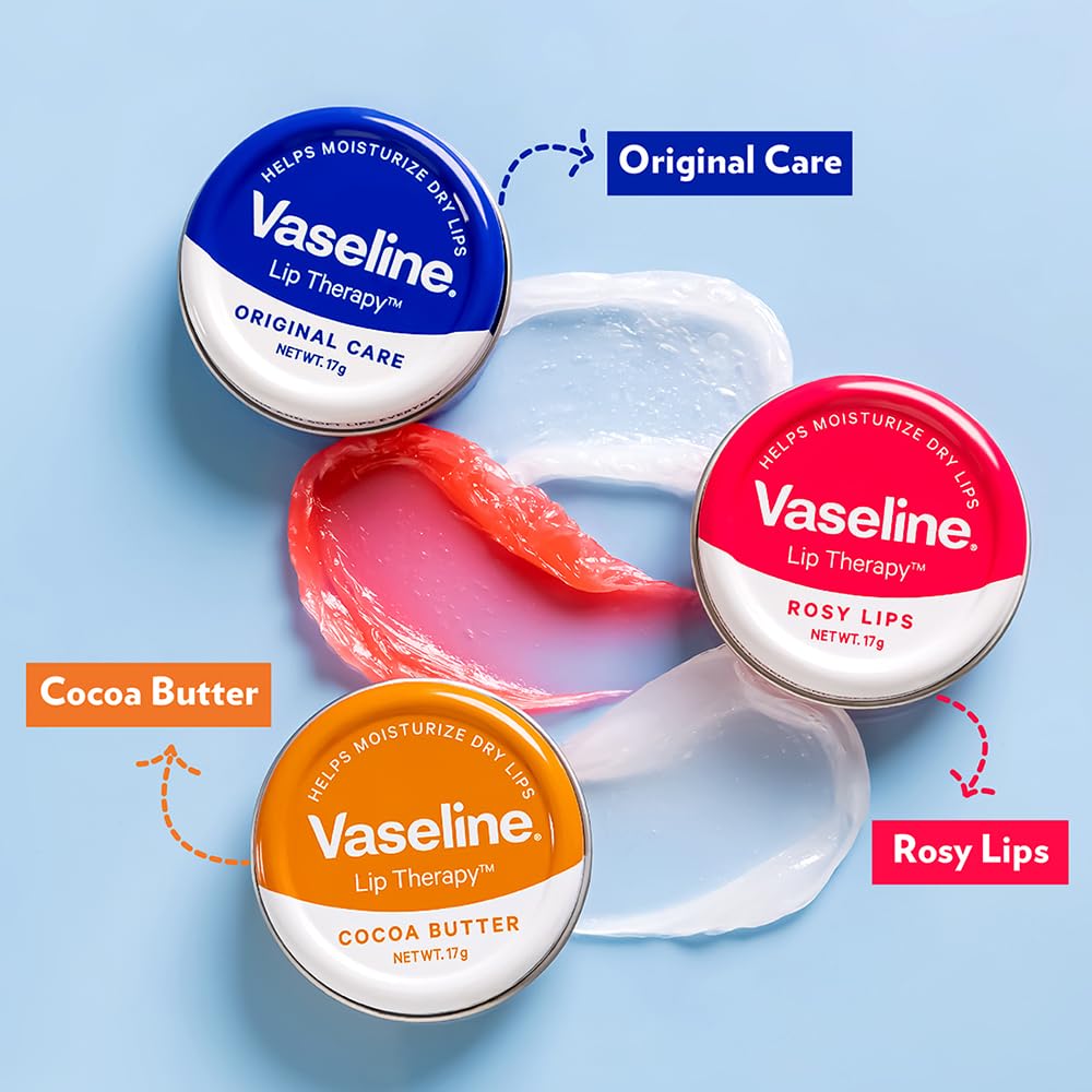 Vaseline Lip Tins Original Care, 17g | Infused with Vitamin E to Hydrate & Moisturize Dry Lips Transparent