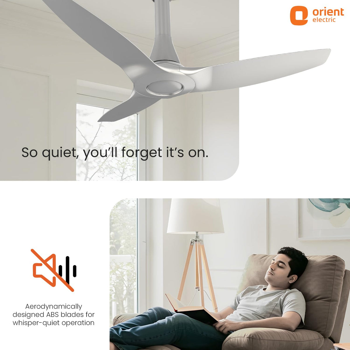 Orient Electric Newly Launched Aeroquiet Neu 1230mm Ceiling Fan for Home| BEE 2 Star Rated Energy Efficient Fan | Rust-proof ABS blade |2 Years Warranty by...