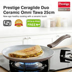 Prestige Ceraglide Duo Omni Tawa 25cm Non-Stick Ceramic Coating|Works On Gas & Induction