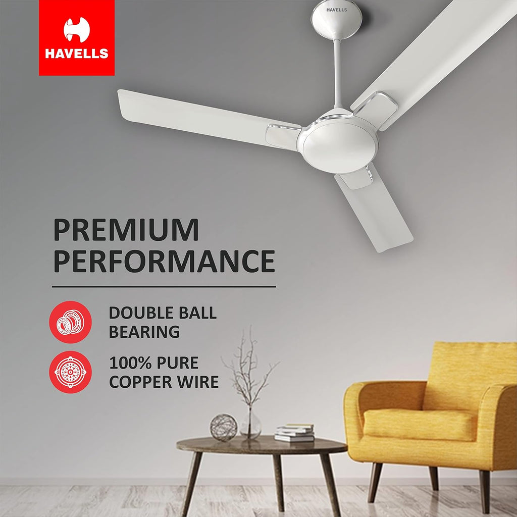 Havells 1200mm Enticer Energy Saving Ceiling Fan (Pearl White Chrome, Pack of 2)