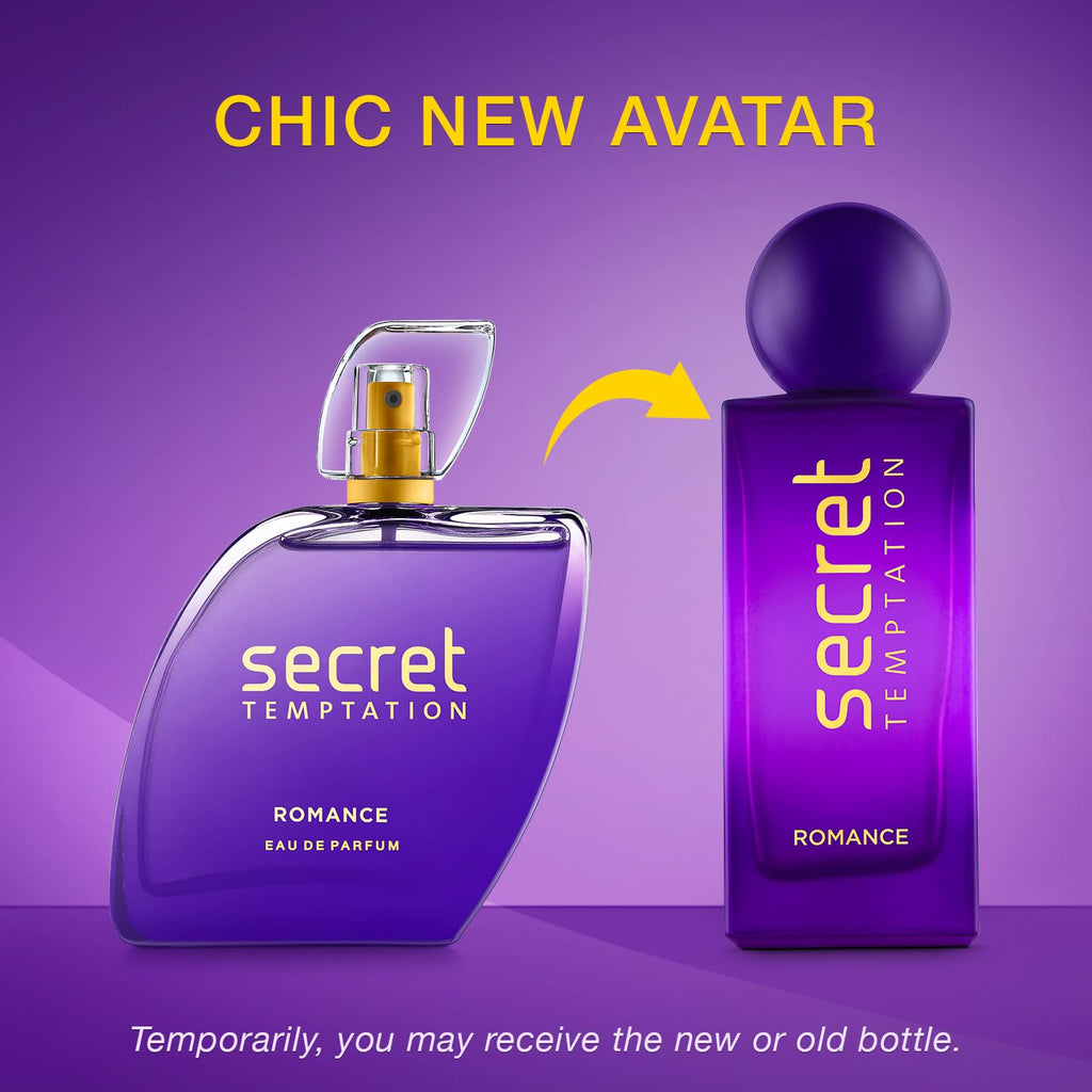 Secret Temptation Romance Eau De Parfum for Women, Long Lasting Chypre Green Everyday Wear Fragrance, 50ml