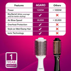 AGARO Hot Air Brush for Hair, Blow Dryer Brush, Volumizer & Styler, 360° Airflow Vent, Oval Barrel for Hair Volume, Charcoal Bristles, Ceramic...
