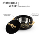 CELLO Jewel NX Insulated Casserole Set of 3 Pcs (500ml, 1000ml, 1500ml) Black |