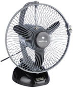 Havells Birdie 230mm Personal Fan | Aerodynamically designed, Blades with aerofoil section for maximum air | Unique rocker design, Multi use for desk & wall, Powerful motor | (Pack of 1, Black Grey)