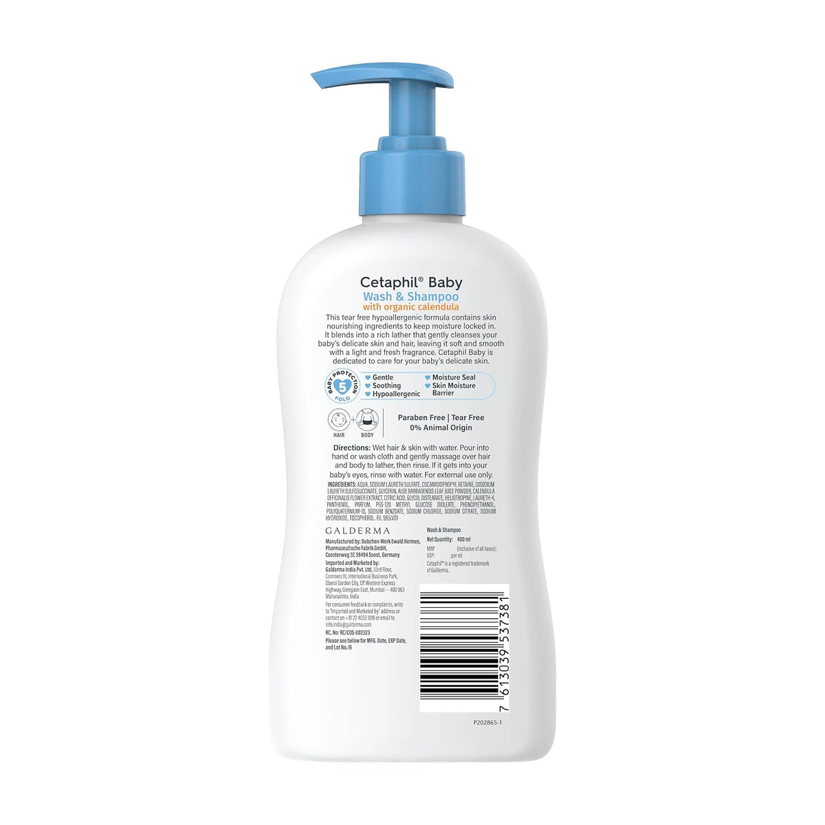 Cetaphil Baby Wash & Shampoowith Organic Calendula,Tear Free, Paraben, Colorant and Mineral Oil Free, 13.5 Fl. Oz (Packaging May Vary) (Pack of 2)
