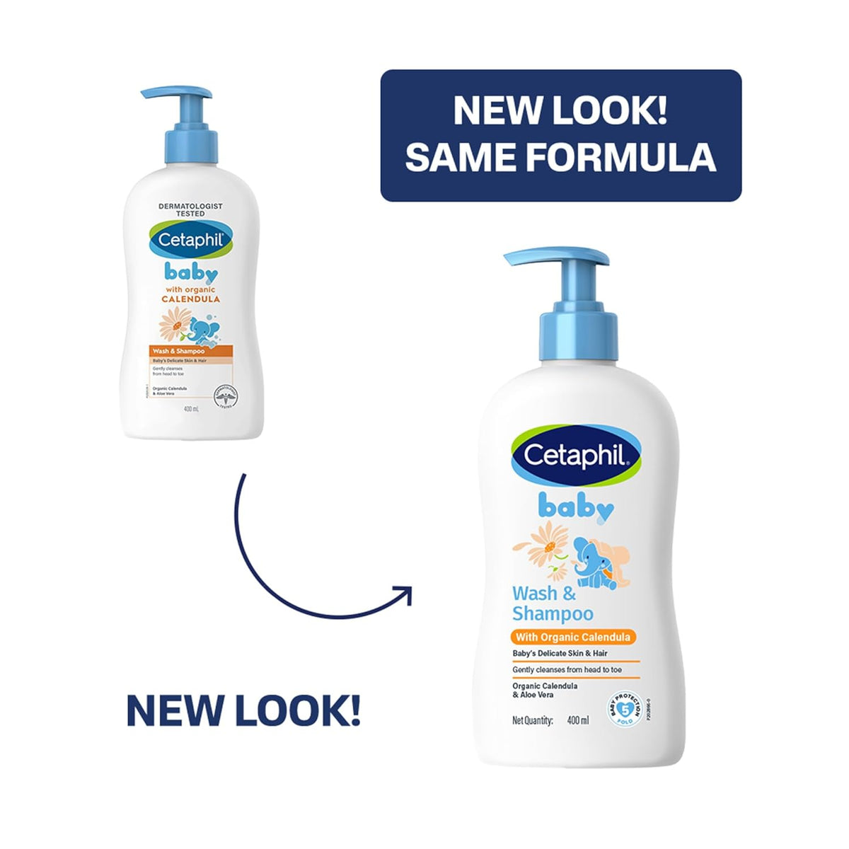 Cetaphil Baby Wash & Shampoowith Organic Calendula,Tear Free, Paraben, Colorant and Mineral Oil Free, 13.5 Fl. Oz (Packaging May Vary) (Pack of 2)