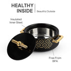 CELLO Jewel NX Insulated Casserole Set of 3 Pcs (500ml, 1000ml, 1500ml) Black |