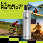 Stainless Steel Water Bottle Craft Silver 950ml Sipper Cap Lightweight single-wall water bottle with leakproof lid, BPA-free, ideal for school, office, gym, travel