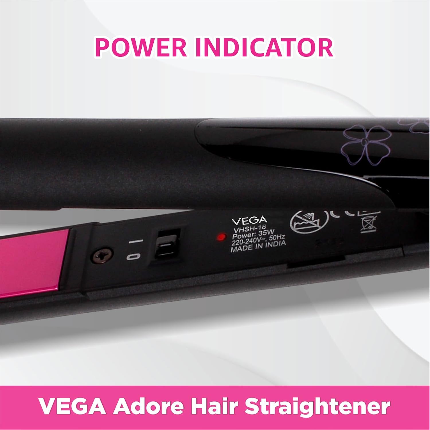 VEGA Adore Hair Straightener (VHSH-18), Colour May Vary & VEGA Trendy Hair Straightener(VHSH-16), Pink