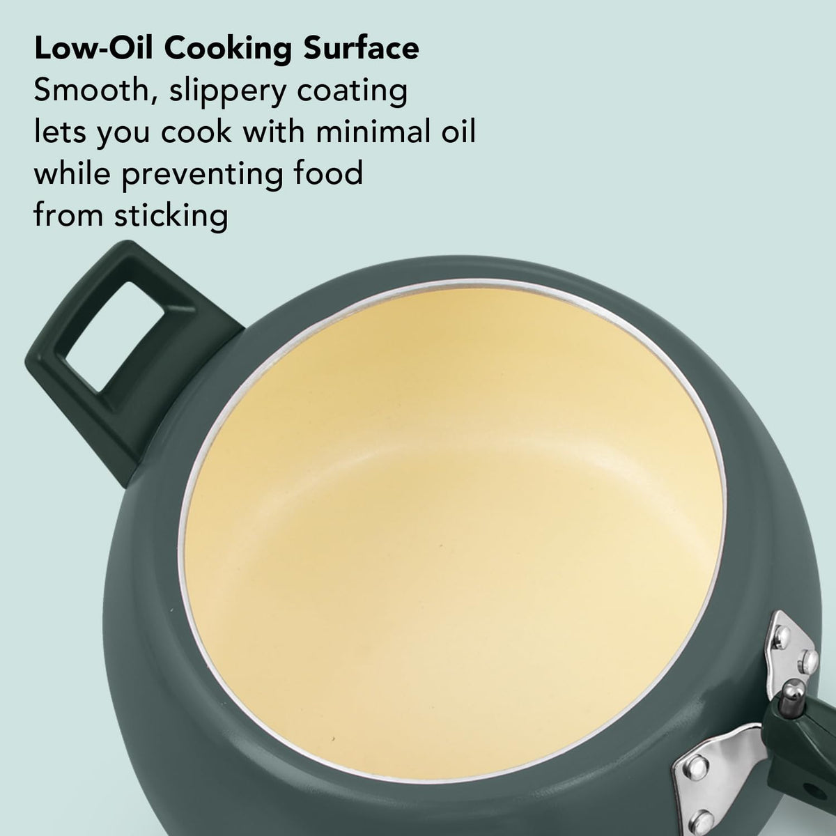Hawkins 5 Litre Ceramic Coated Cerenity Pressure Cooker | Induction & Gas | for Cooking Rice, Dal & Curries | 5 Year Guarantee, ISI Certified | Olive Green (ICG50)