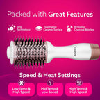 AGARO Hot Air Brush for Hair, Blow Dryer Brush, Volumizer & Styler, 360° Airflow Vent, Oval Barrel for Hair Volume, Charcoal Bristles, Ceramic...