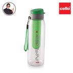 CELLO Fruit Infuser Water Bottle 800ml, Green | Wide Sealed Flip-Top Cap, Leak-Proof & Durable | Airtight, Reusable | Detox Infuser Bottle for Fridge, Gym, Office, Travel, Kitchen & Trekking