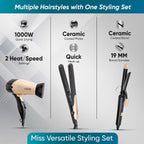 Vega Miss Versatile Styling Set Straightener, Curler & Dryer Gift Combo for Women, 1000W Hair Dryer with 2 Head/Speed Setting, Hair Straightener &...