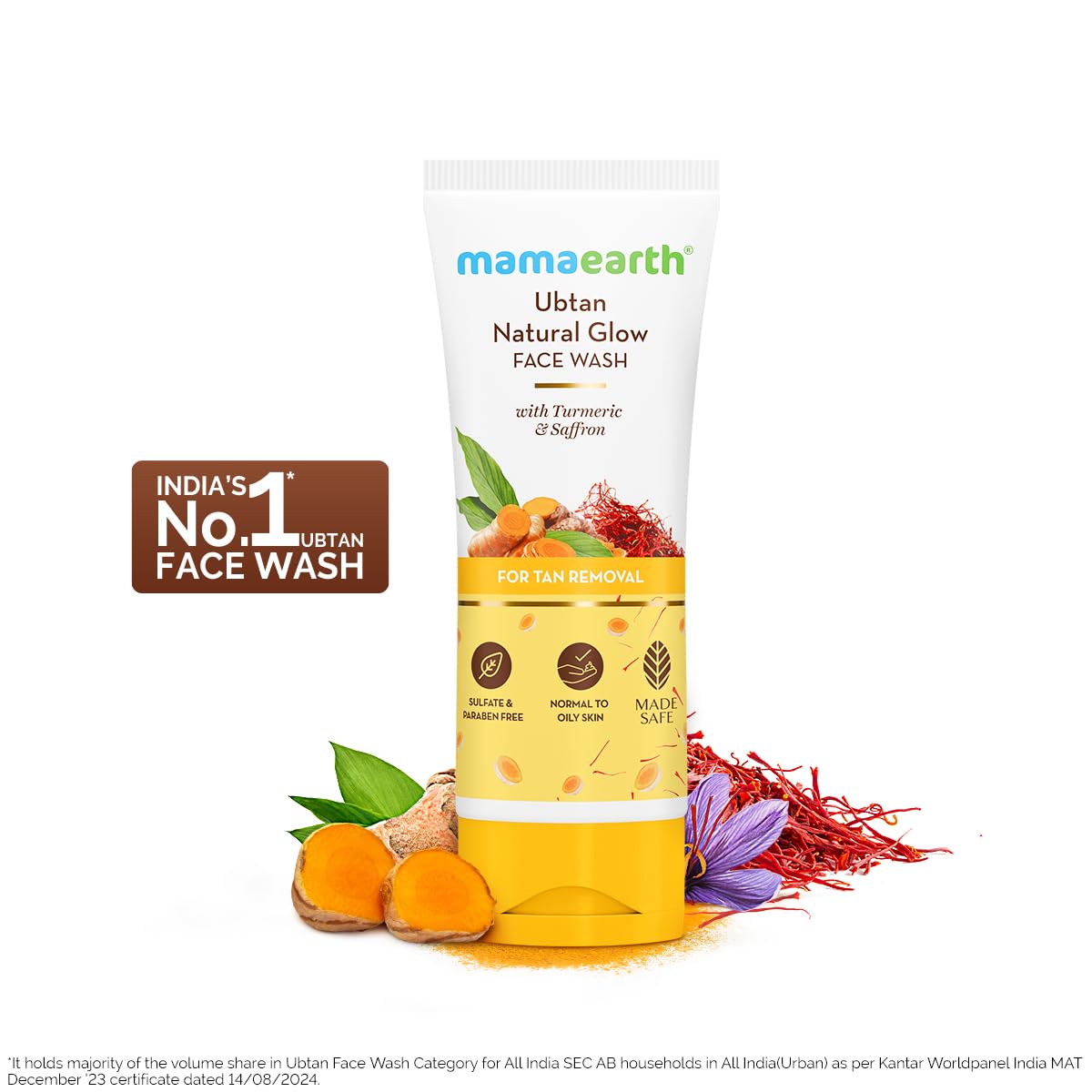 Mamaearth Ubtan Natural Glow Face Wash with Turmeric & Saffron,150ml