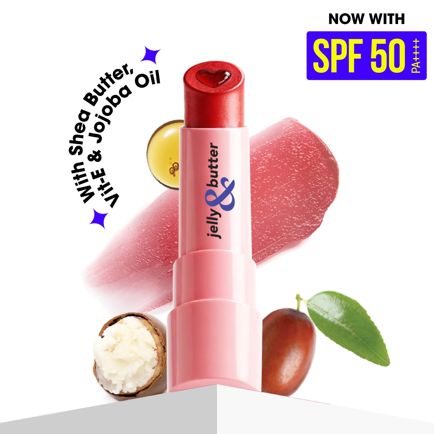 Blue Heaven Jelly & Butter SPF 50 Lip Balm infused with Jojoba Oil, Shea Butter + Vitamin E, smoothens Dry & Chapped Lips, Fades Pigmentation,...