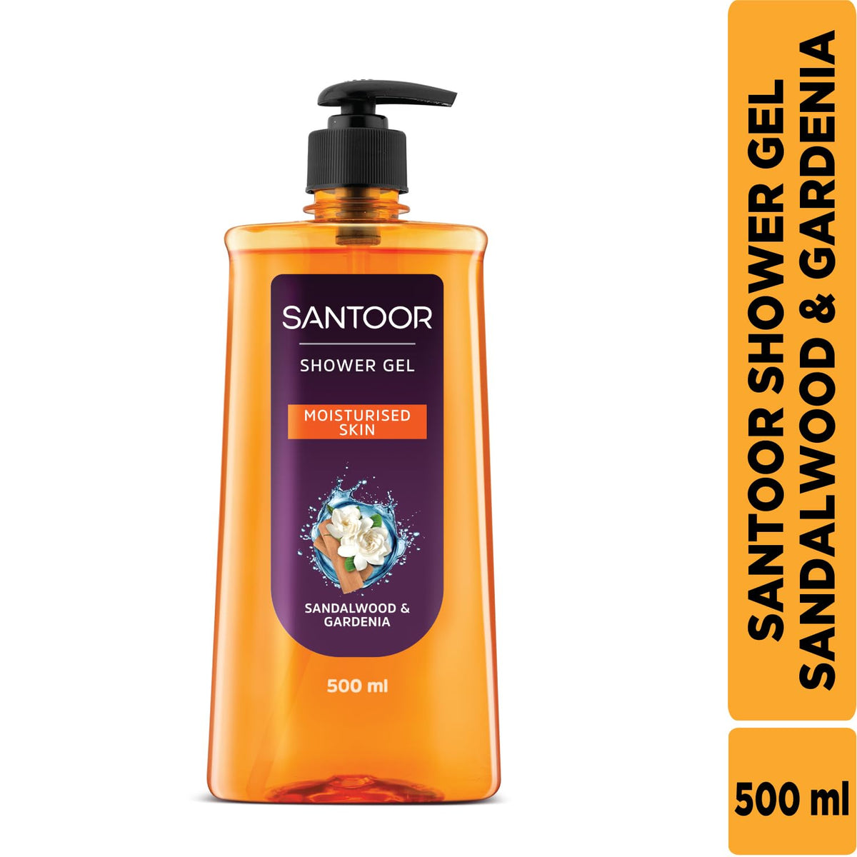 Santoor Moisturizing Shower Gel With Natural Sandalwood & Gardenia Extracts| For Men & Women| Moisturizing Body Wash With Glycerin | Suitable For All Skin Types| No Parabens| No Silicones| 500ml