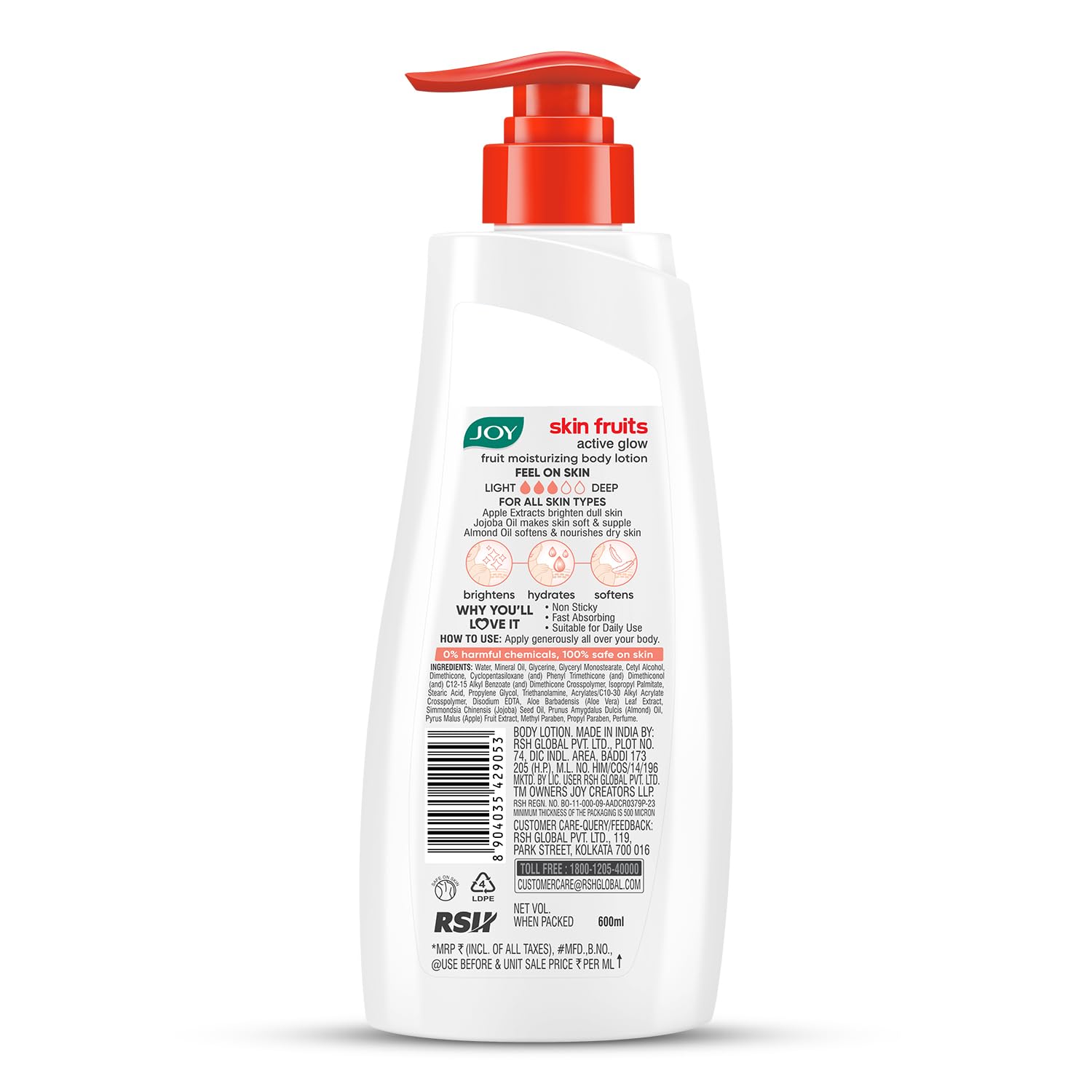 Joy Skin Fruits Apple Infused Lightweight Body Lotion (600ml)