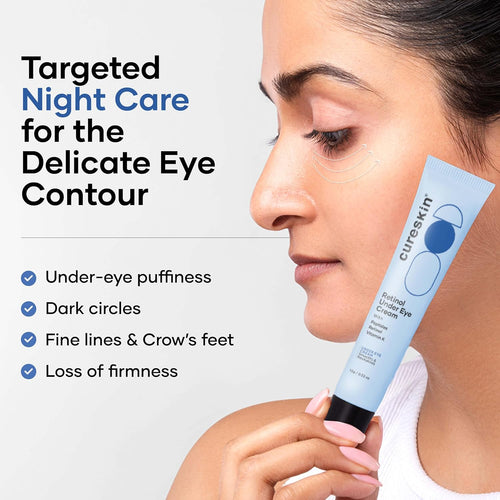 Cureskin Vitamin K + Retinol 0.1% Under Eye Cream | Reduces Dark Circles, Puffiness & Fine Lines | With Collagen Peptides | Night Cream for Women &...