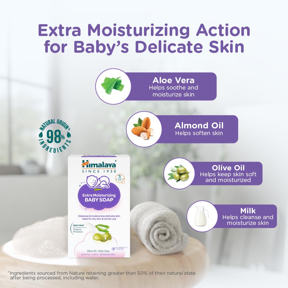 Himalaya Extra Moisturizing Baby Soap 125 g | Pack of 2
