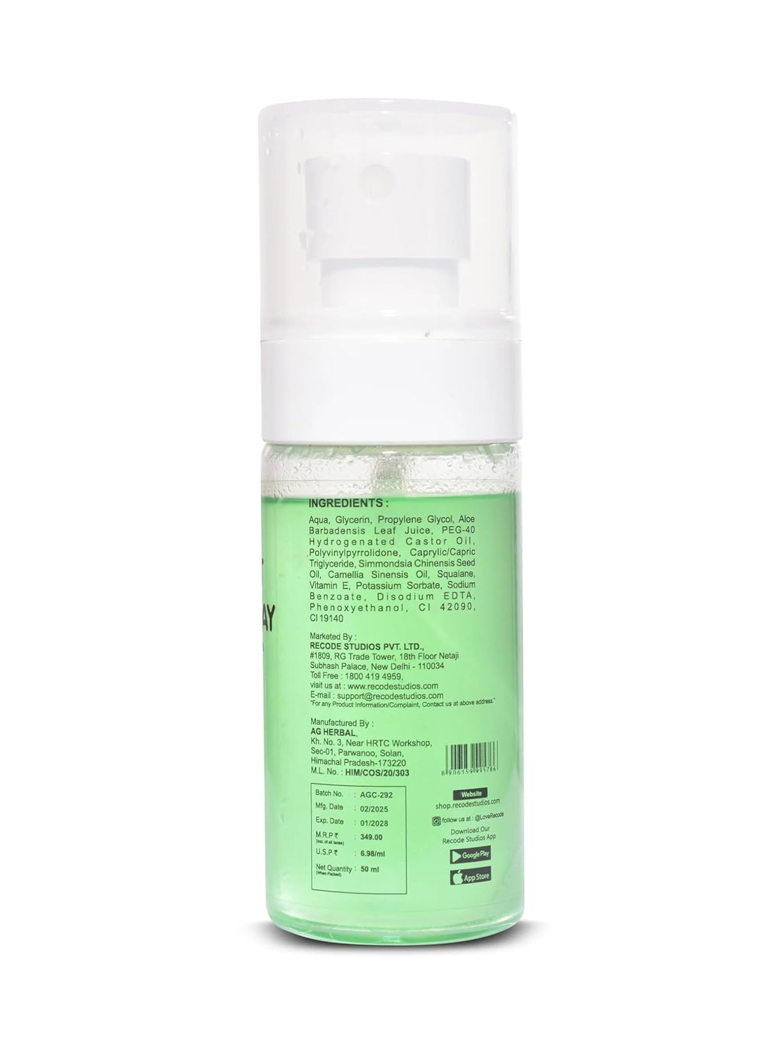 Recode Perfect Grip Spray Makeup Fixer 50 Ml