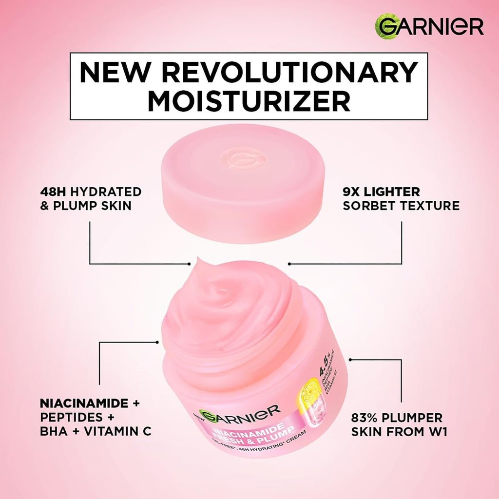 Garnier Fresh & Plump Niacinamide Sorbet Gel Face Moisturizer Cream, 90g
