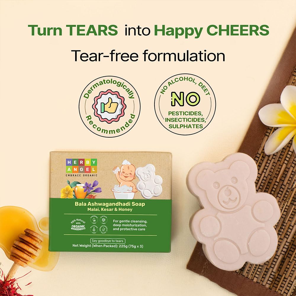 Natural Baby Soap with Tear-Free Formula, 75g (Pack of 3)