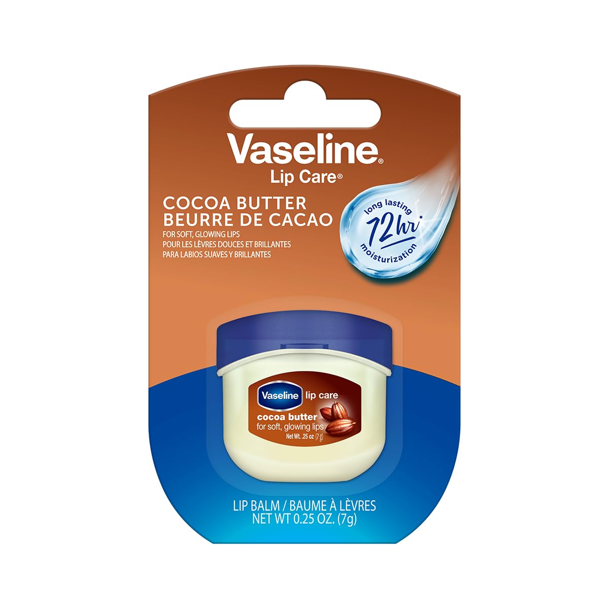 Vaseline Lip Therapy Cocoa Butter | Nourishing Balm for Soft & Glowing Finish | 72Hr Moisturization | Cocoa Butter Fragrance | 7g
