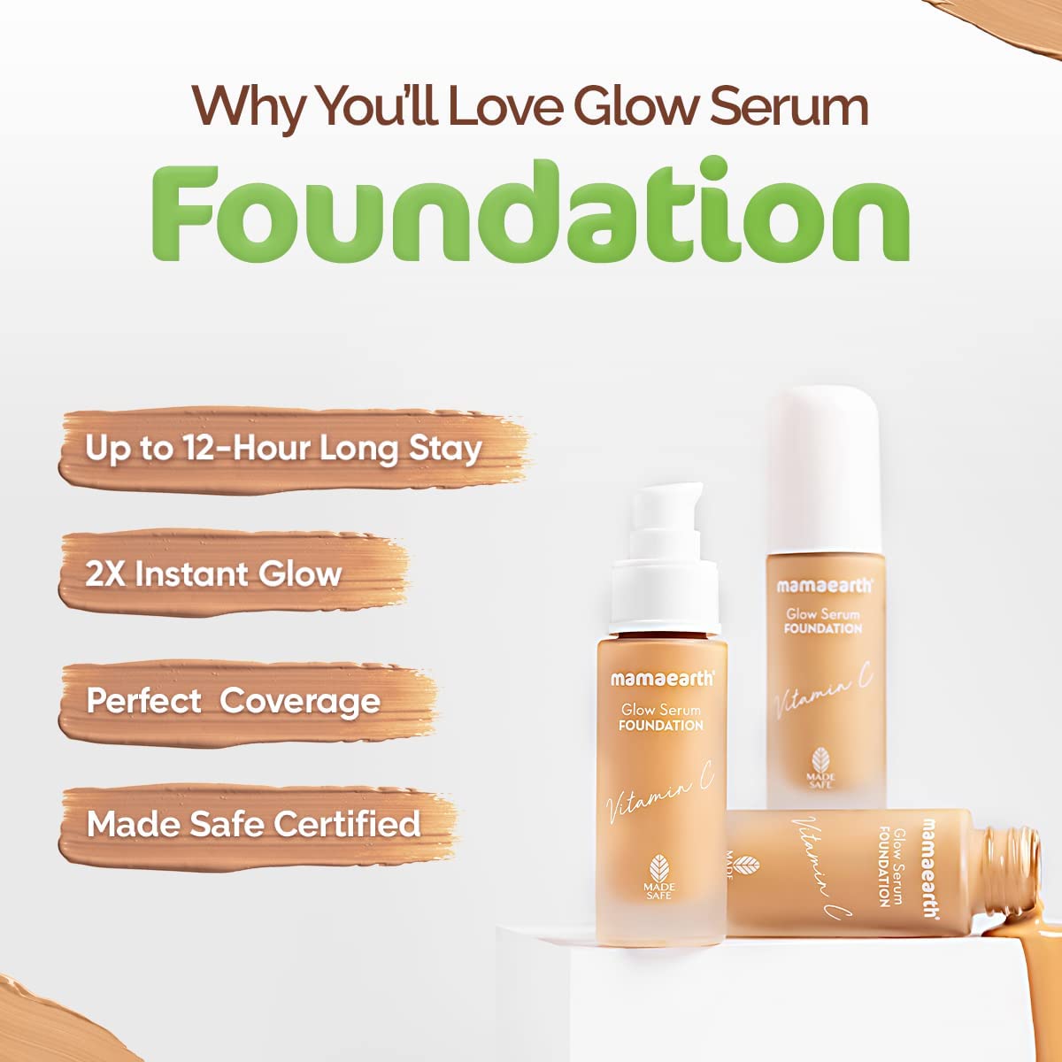 Mamaearth Glow Serum Medium Foundation,