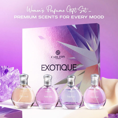 Carlton London Exotique Perfume Gift Set for Women - 4 x 30ml Premium Fragrances with Rose, Orange, Cedar, and Honey Notes, Luxury Perfume Gift Box for Her...