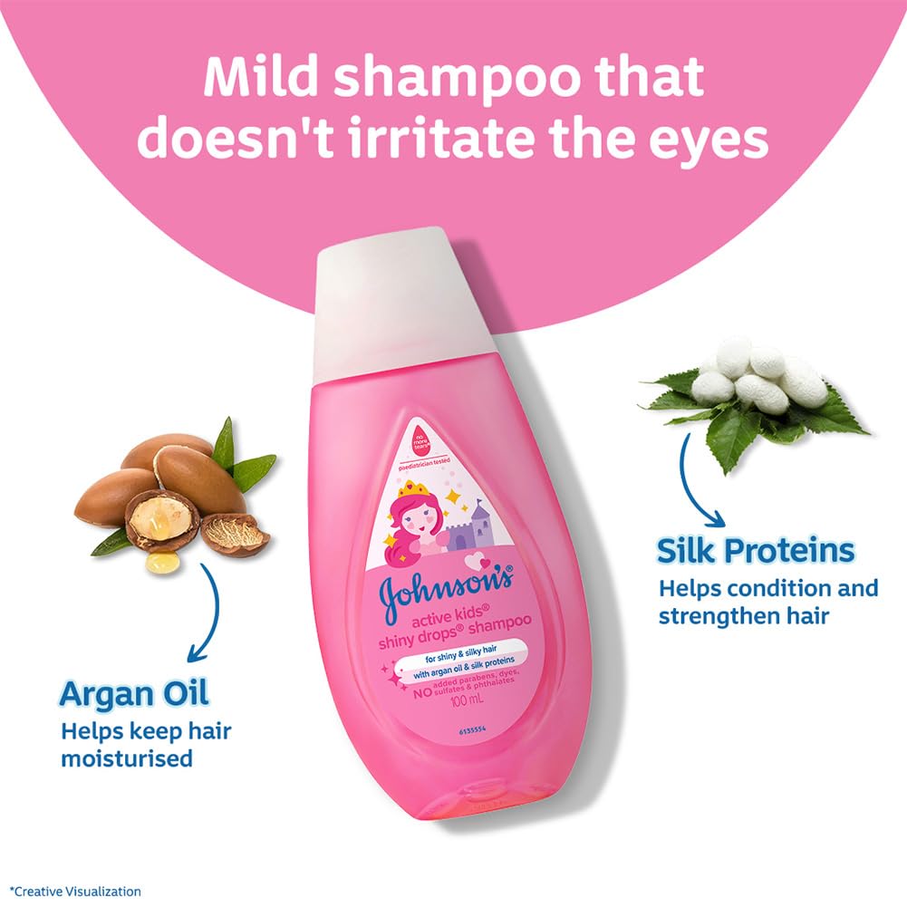 Johnson's Baby Active Kids Shiny Drops Shampoo, 200ml (Pack of 4)