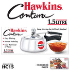 Hawkins Contura Aluminium Inner Lid Pressure Cooker, 1.5 Litre, Silver (HC15)