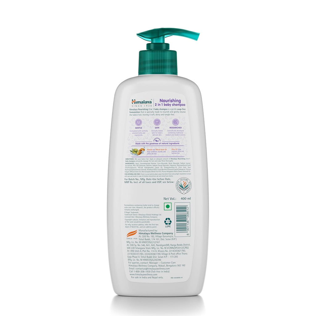 Himalaya Nourishing 2in1 Baby Shampoo 400ml (Pack of 2)
