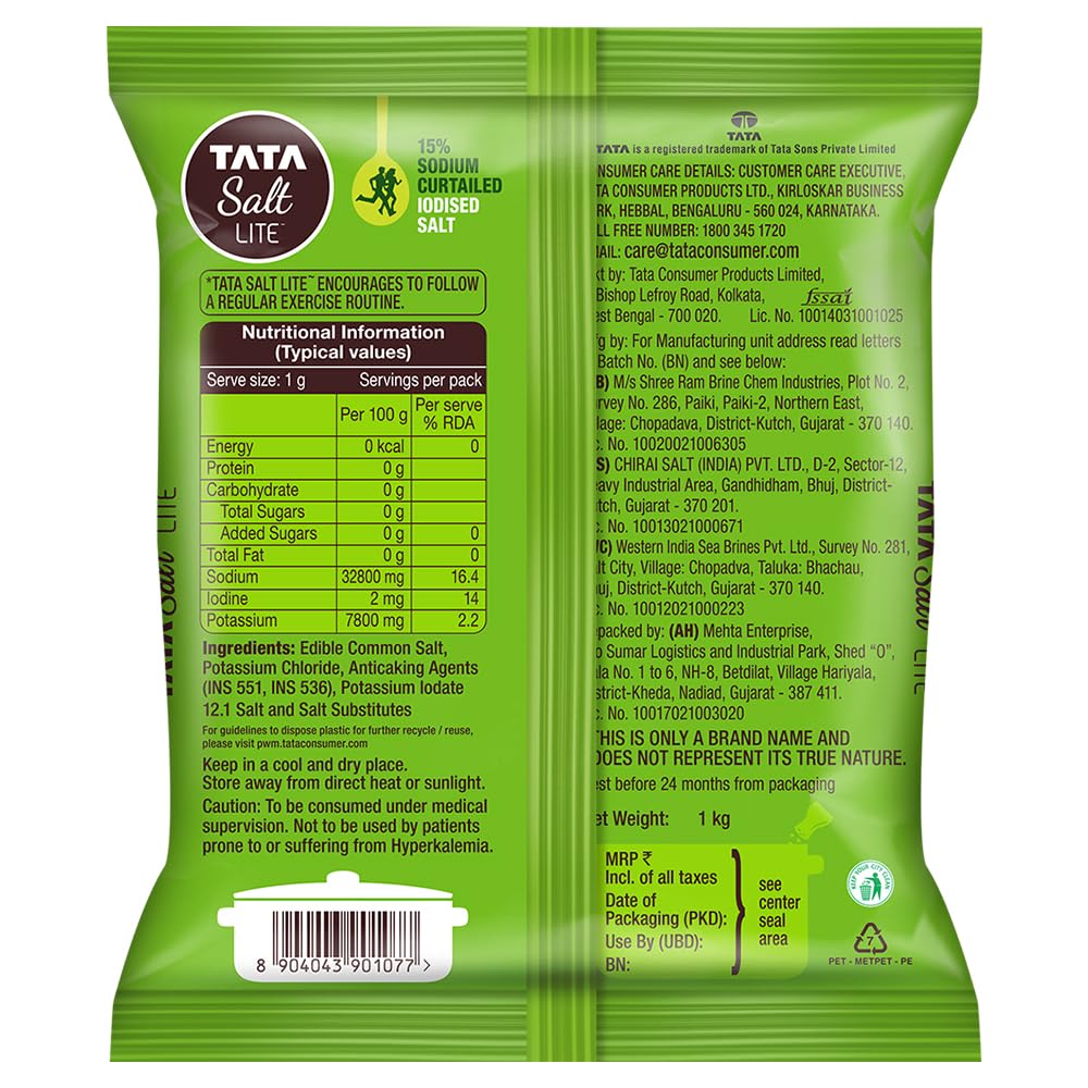 Tata Salt Lite, Low Sodium, 1kg Visit the TATA SALT Store