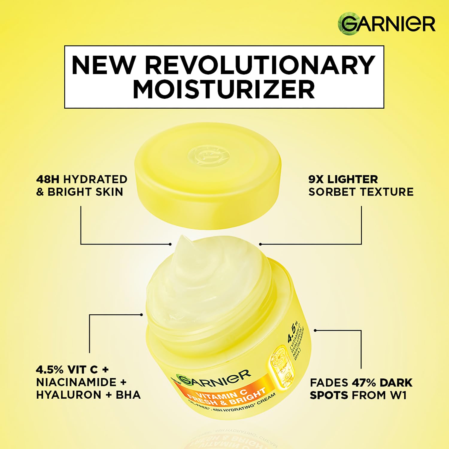 Garnier Fresh & Bright Vitamin C Sorbet Gel Face Moisturizer Cream, 45g