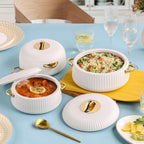 CELLO Aurum Insulated Casserole Hot Pot Box Set of 2 Pcs 1000ml White |