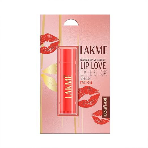 Lakme Lip Love Care Stick Apricot, with 10% Vitamin E Complex, nourished with Shea & Cocoa Butter and enriched with Almond & Jojoba Oil for 24hr...with SPF 15, 4.5g