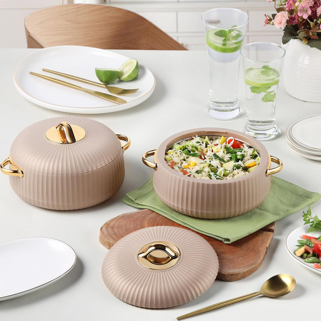 CELLO Aurum Insulated Casserole Hot Pot Box Set of 2 Pcs 1000ml Beige |