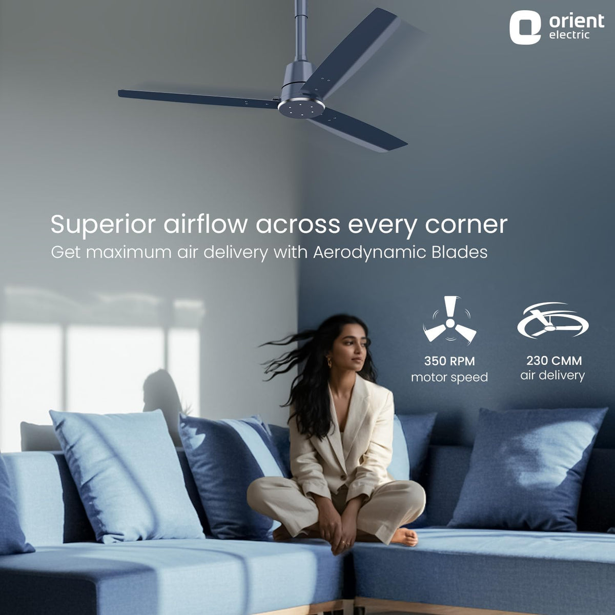 Orient Electric Newly Launched 1200 mm Proton BLDC | BLDC energy saving ceiling fan with Remote |BEE 5-star rated | Saves up to 50% on electricity bills | 3 year warranty by Orient | Steel Blue