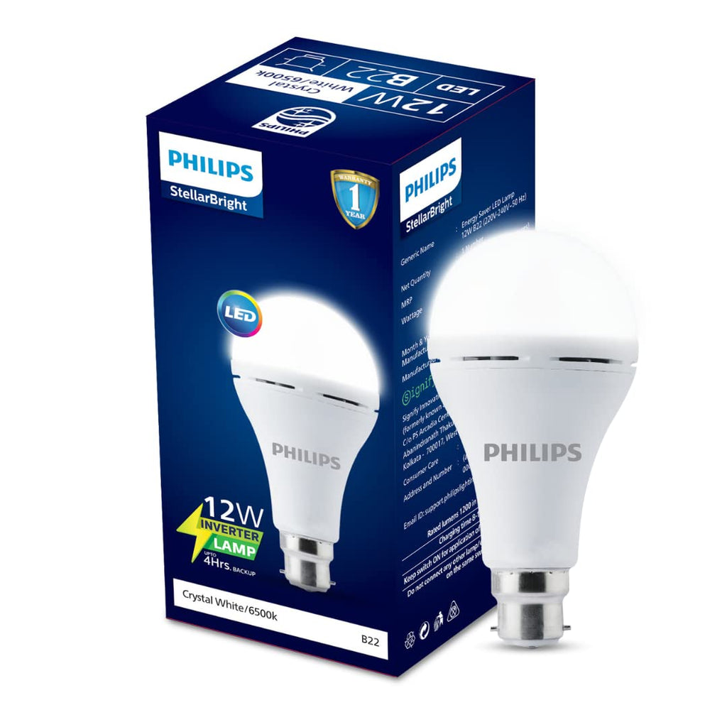 PHILIPS 12W Emergency Bulb | Rechargeable Emergency Bulb for Power Cuts | Backup : 4hrs, Cool Day Light,Pack of 4| b22d | LED