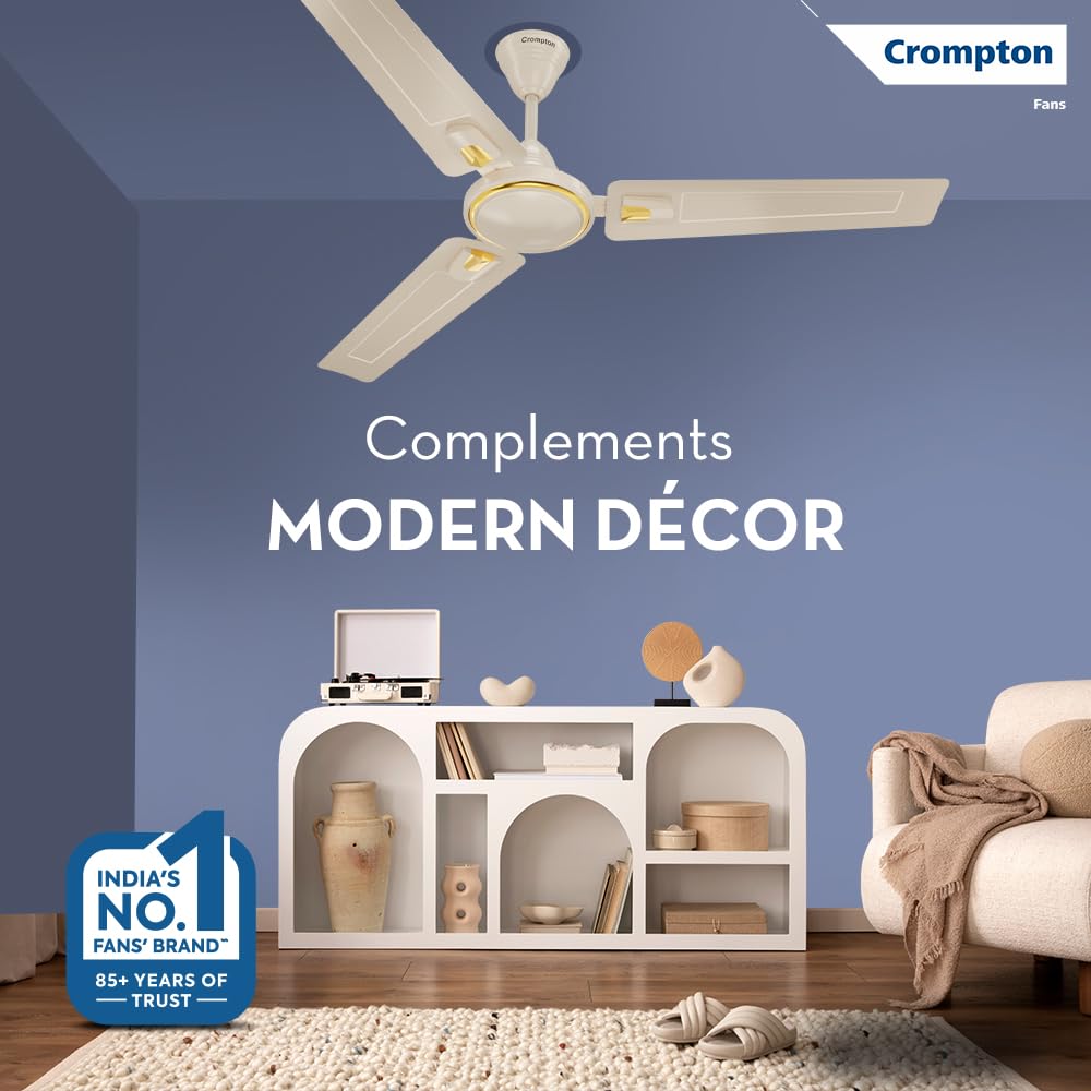Crompton SUREBREEZE HILL BRIZ NEO 1200 mm (48 inch) Ceiling Fan (Ivory) Star rated energy efficient fans